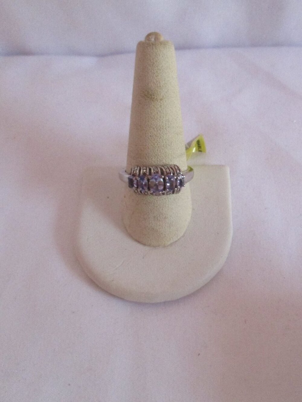 Tanzanite Diamond Ring Platinum Over Sterling Silver NF Size 10 TDiaWt 0.01 Cts.